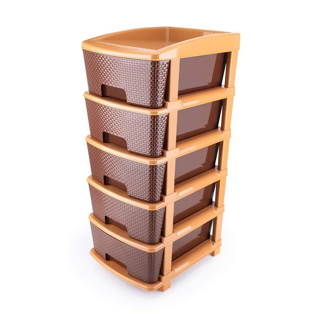 1151 5tier Plastic Modular Drawer System For Multiple Use (Brown colour) DeoDap 1151 5tier Plastic Modular Drawer System For Multiple Use (Brown colour) DeoDap